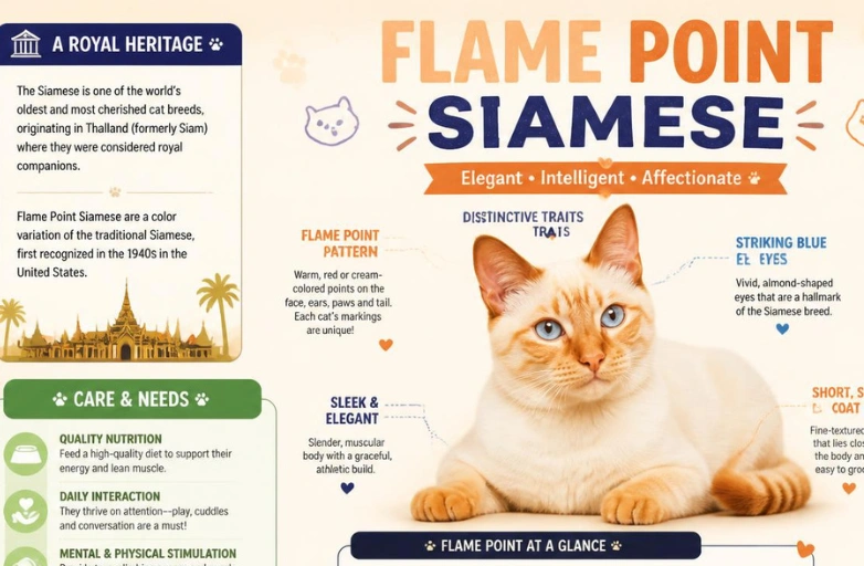 Flame Point Siamese Cats: Appearance, Personality, Color Genetics, Care Needs, Lifespan, Health, Rarity, and Cost in the U.S. Flame Point Siamese